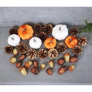Fall Thanksgiving Bowl Filler Table Scatter Pumpkins Acorns Pinecones 35 Pc NEW‎